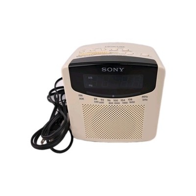 Sony DigiCube AM FM Digital Alarm Clock Radio Beige Vintage Tested