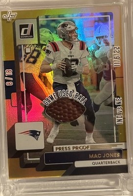2025 Donruss Jersey Fusion Mac Jones Press Proof Game Used Ball #134 /18 Patrio 