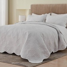 Extra Wide Oversized King Bedspread 128x120 for Tall Bed Ultrasonic Quilted C...