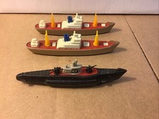 Vintage 1960's TootsieToy Lot: Two Cargo Ships & Submarine