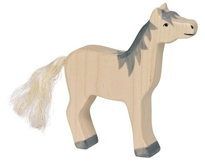 Holztiger 80360 Pferd Kopf hoch graue Mähne 13 cm Holzfiguren Serie Farmland