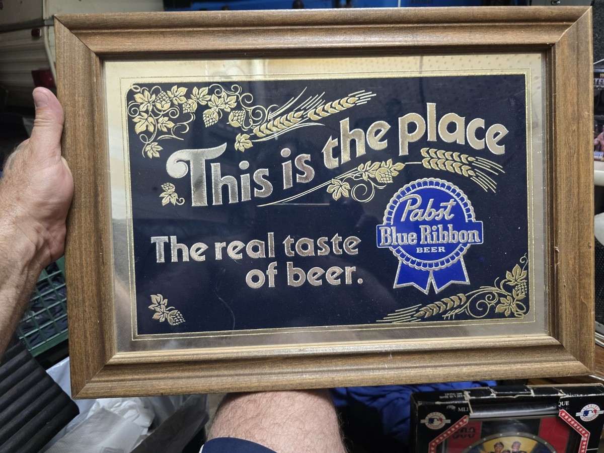 Pabst Blue Ribbon Vintage Beer Advertising Framed Mirror Sign PBR