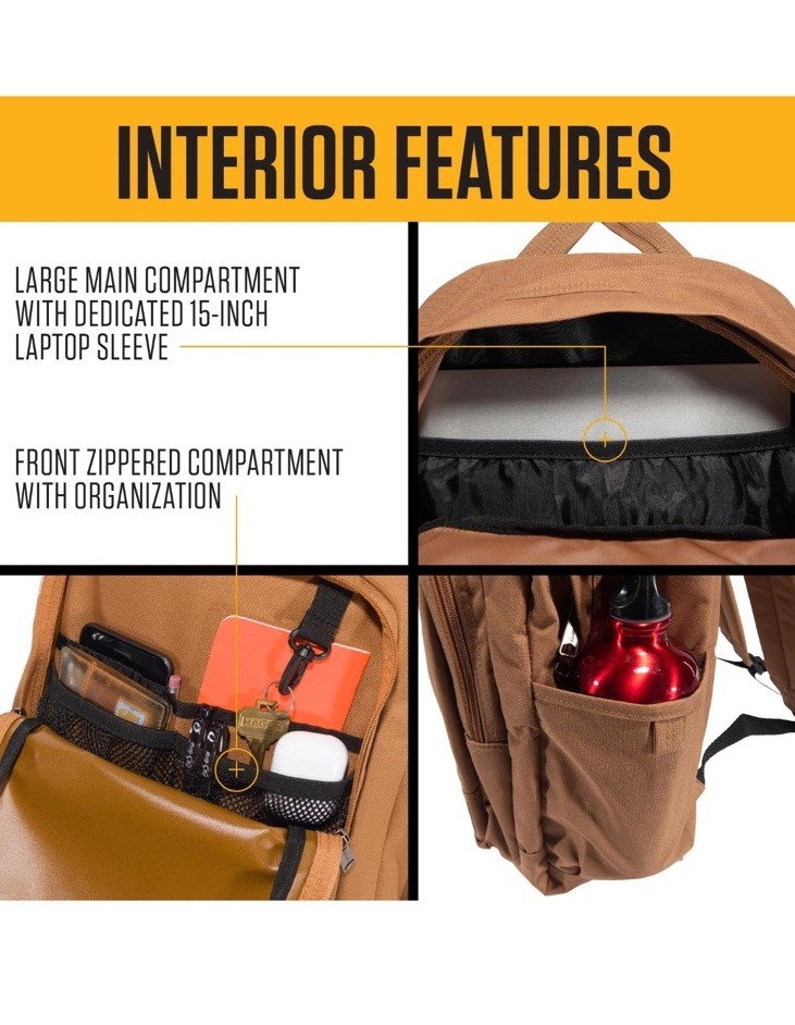 Carhartt 25L Classic Backpack, Durable Water-Resistant Pack W/ 15" Laptop Black thumbnail 3