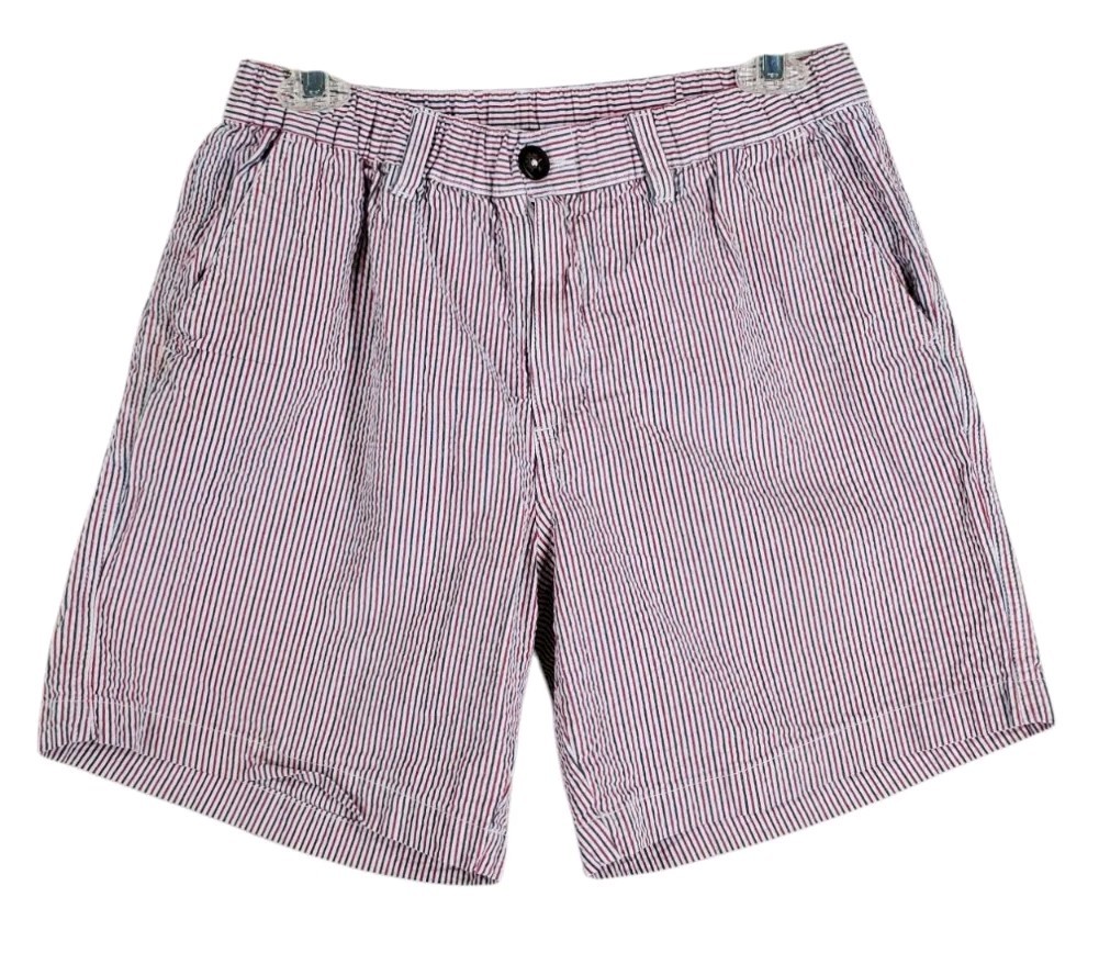 Chubbies Originals Seersucker Shorts Mens M (28-31 x7) White Red Beige The Palms