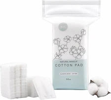 50-Pack 100% Pure Cotton Makeup Remover Pads | Soft, Hypoallergenic 50 Count 