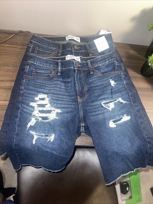 2 ABERCROMBIE KIDS DENIM SHORTS Knee Length SZ 15/16 One W/tags One Without See