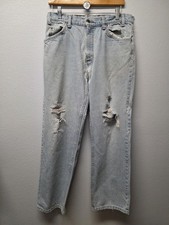 Vtg Levi's Jeans 33x30 Light Wash Orange Tab Distressed Denim Straight Leg USA