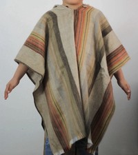 Alpaca Wool Poncho - Design Poncho for Kids - Hooded Poncho - Brown Free Ship 