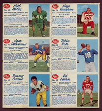 1962 Post Cereal CFL Canadian Football Uncut Panel Rote Learn Grant Vaughan