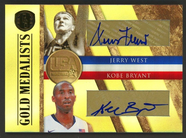 2010-11 Panini GS Gold Medalists Jerry West Kobe Bryant HOF DUAL AUTO /25