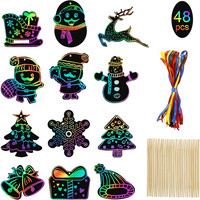 48 StüCk Kratzbilder FüR Kinder, Weihnachten Kratzpapier Regenbogen Scratch Art