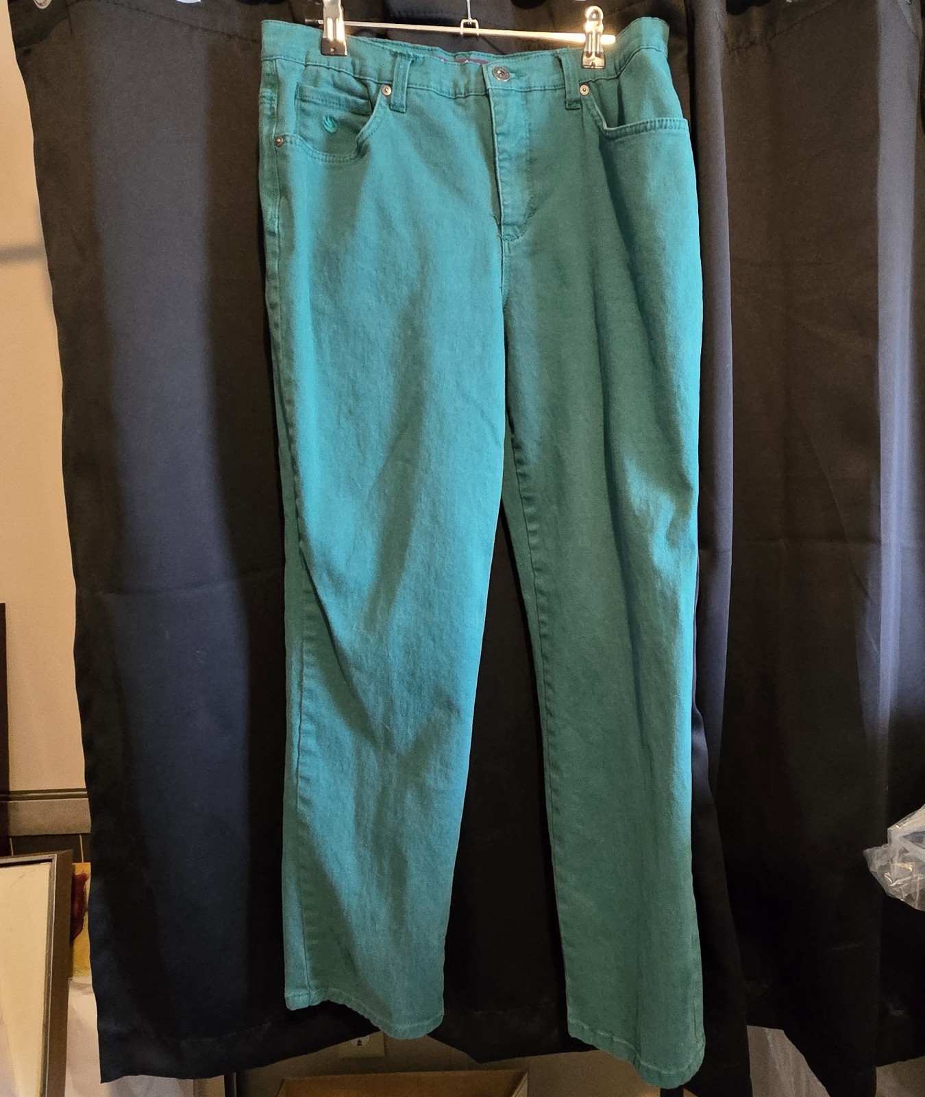 Missy Short Turq Teal Blue Stretch Denim Pants 10