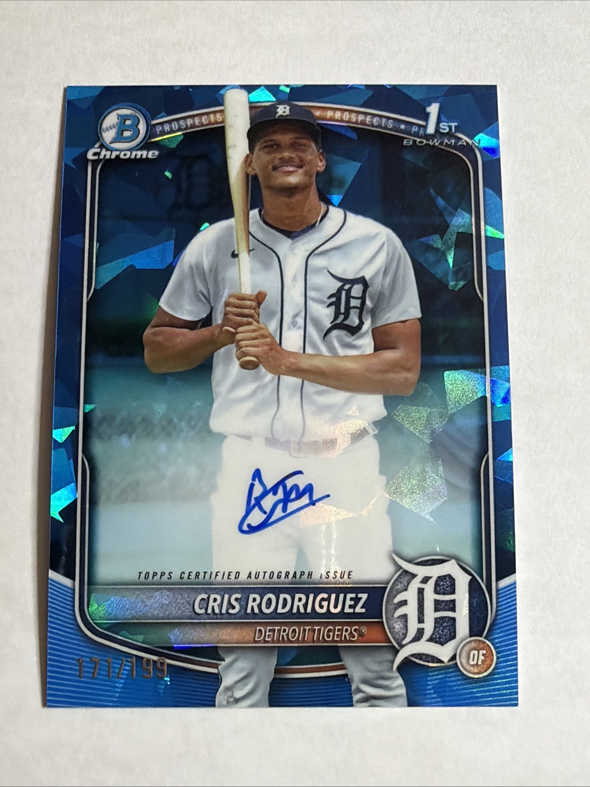 2025 1st Bowman Chrome Sapphire Ref Cris Rodriguez Auto 171/199 RC SP Tigers