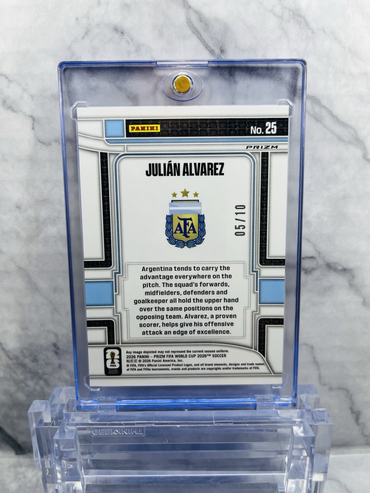 2026 Panini Prizm FIFA World Cup JULIAN ALVAREZ Gold Wave #/10 SSP Scorers Club view 2