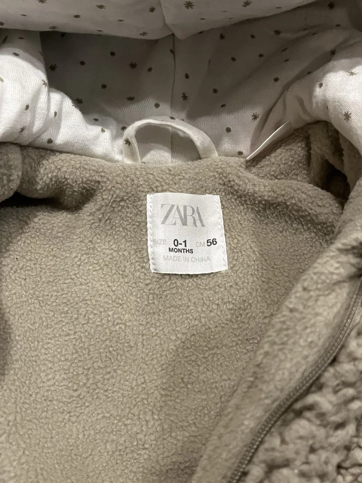 ZARA Baby супер мягкий уютный комбинезон костюм с капюшоном медведь уши 0-1 Mth младенца девочки мальчика - Изображение 4 из 4