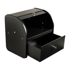 2 Layer Large Bread Bin Food Storage Countertop Roll Top & Bottom Compartent Box