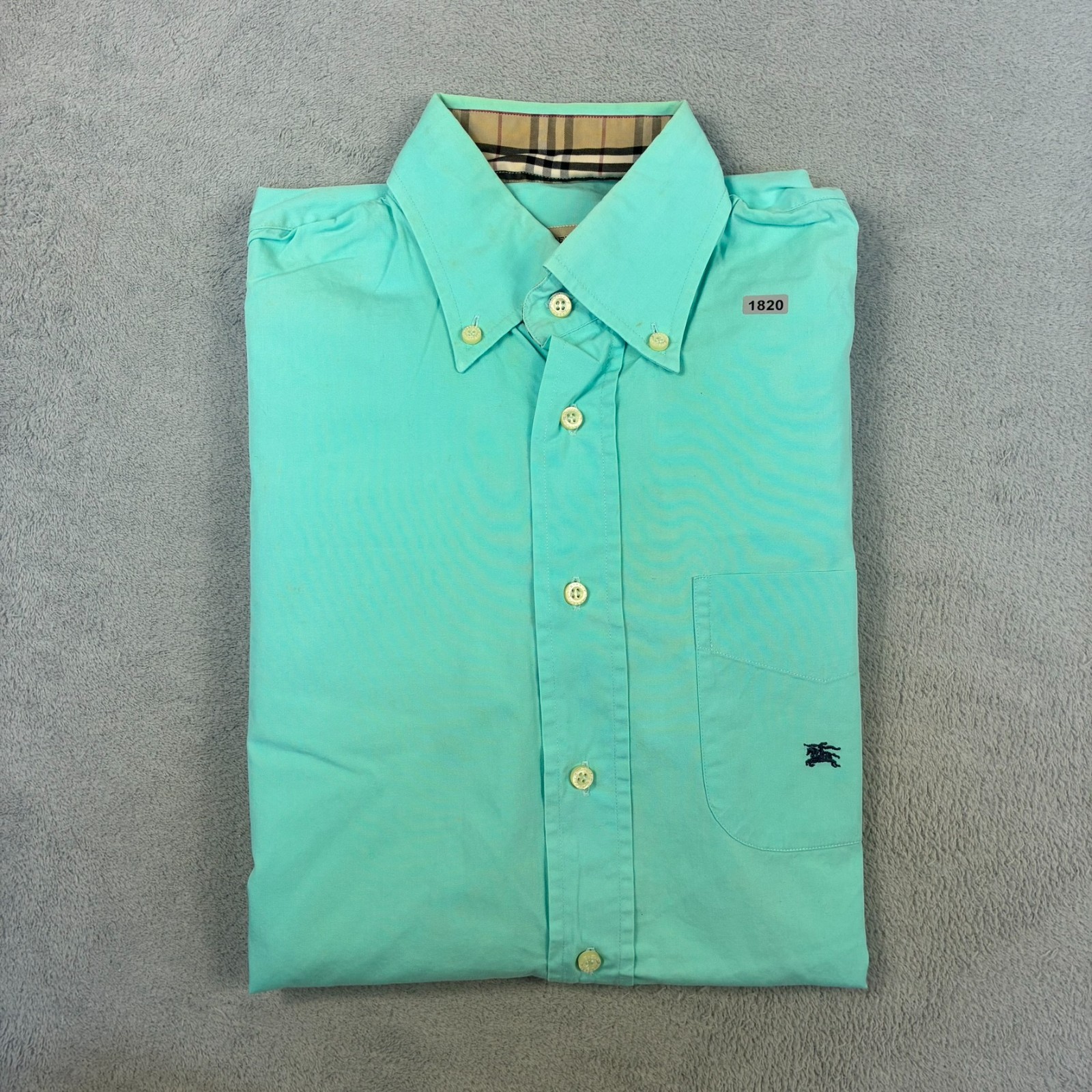 VTG Burberry London Blue Nova Check Trim Size 2 / Small L/S Button Down Shirt image 7