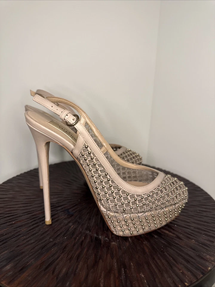 Zapatos de salón Valentino Garavani Rockstud plataforma con cordones nude talla 39 Foto 4 de 4