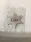 Vintage NOS Enjoy Coke Coca Cola Child's Sheriff Star Badge Pin Button