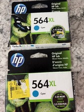 Two HP 564XL CYAN Printer Ink Cartridge New  Expiration Date April 2021  