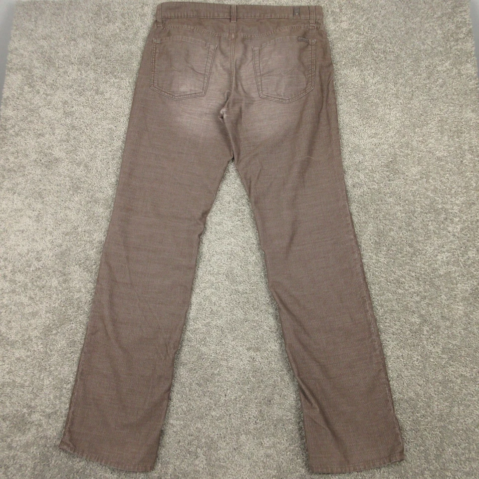 Pantalones chinos 7 For All Mankind para hombre 33x34 marrón pana estándar desteñido 5 bolsillos Foto 2 de 4
