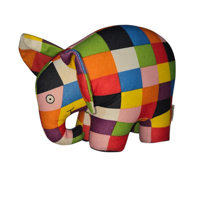 Hunkydory Elmer Elephant Plush Multicolor Patchwork 7 Inch