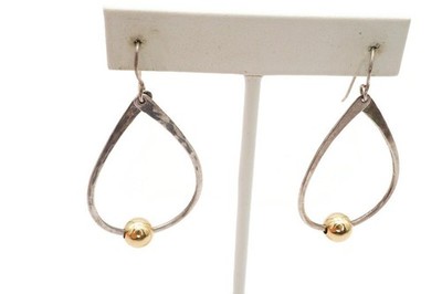 Vintage Sterling Silver 925 Earrings Hammered Signed BF