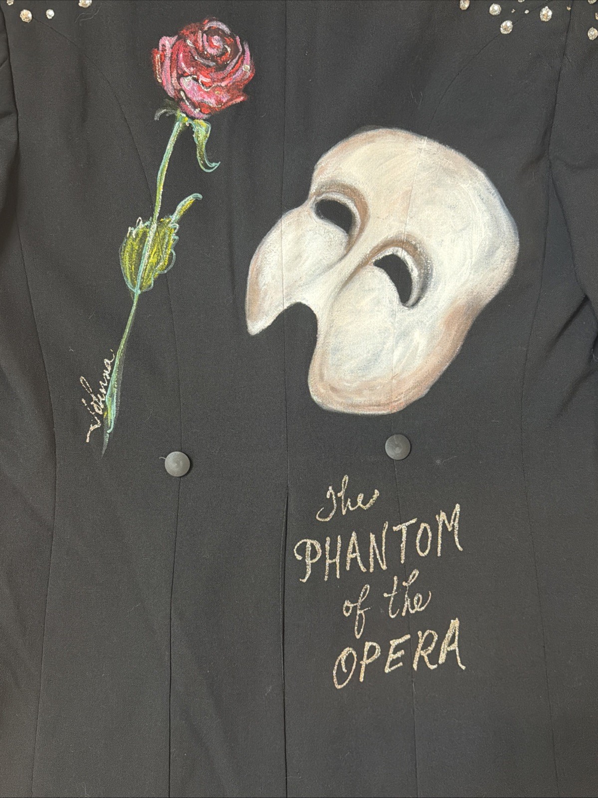 Vintage After Six Men's Black Tuxedo Art Hand painted Phantom Of The Opera 🎭 image 2