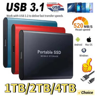 External Hard Drive Portable Storage Backup HDD USB-C 3.0 Phone PC Laptop Lot