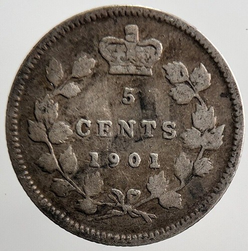 1901 Canada 5 Cents Silver Coin | Collectable Grade | a3803 - Picture 1 of 2