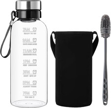 Glass Water Bottle 2 Litre - 2L Large Borosilicate Wide Mouth Glass Drinking ...