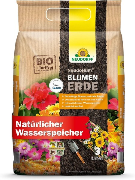 Neudorff Neudohum Blumenerde 3L Torffreie Bio Erde Geranien Zimmerpflanzen-image