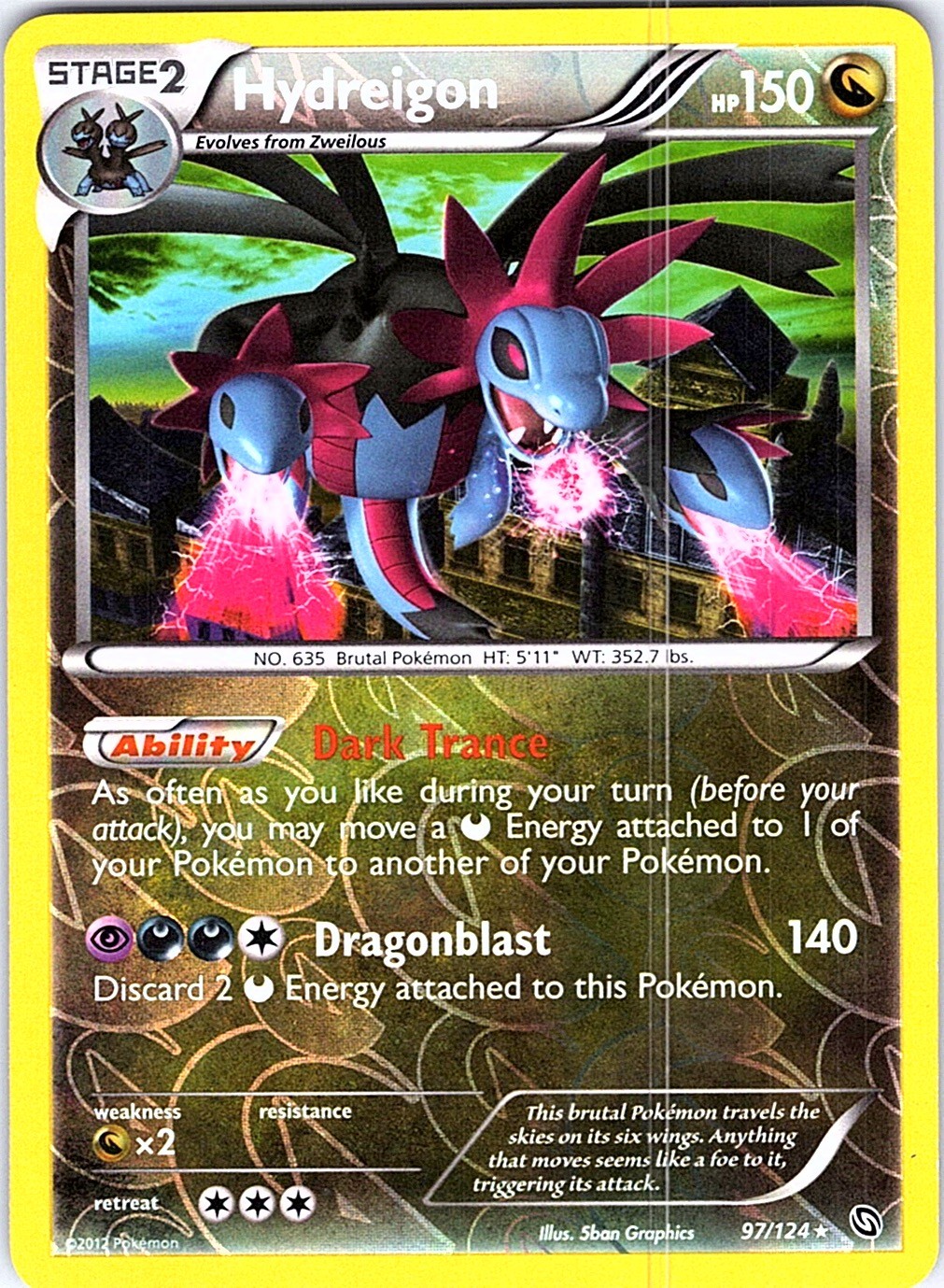 Hydreigon (97) Reverse Holo Holo Rare Dragons Exalted 97/124 NM