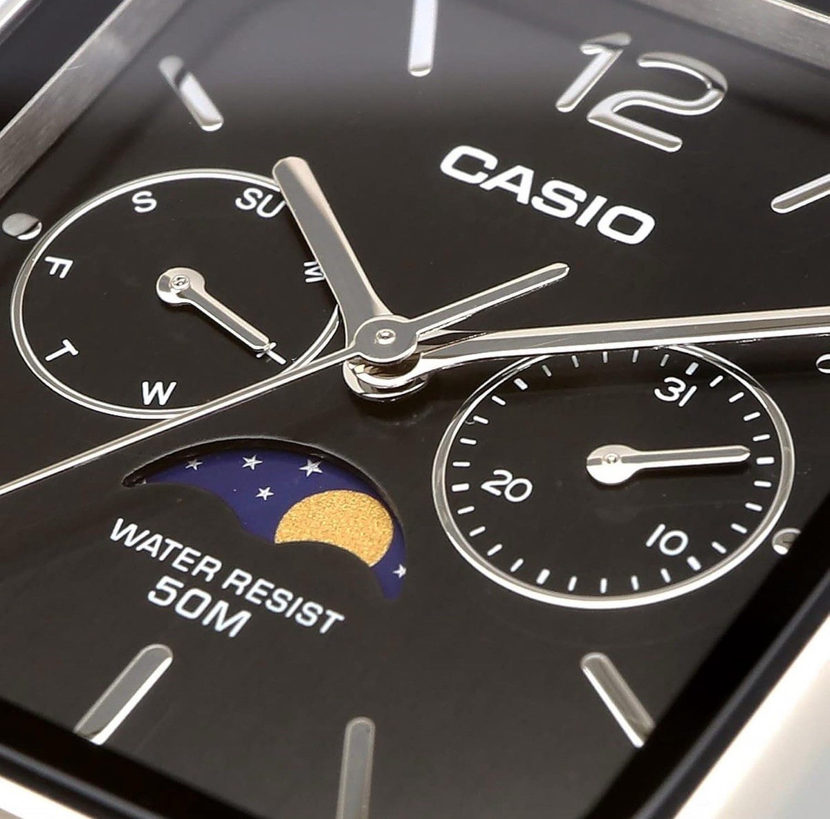 Casio MTP-M305D-1A Analog Moonphase Quartz Stainless Steel Band