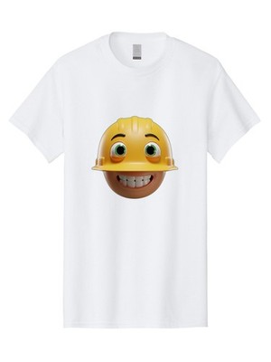 Smiling-Face-With-Hard-Hat Mens Graphic Tee, 100% Cotton, Casual Summer Wear