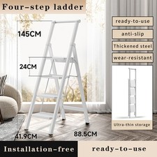 4 Step Ladder, Foldable Step Stools for Adults Anti-Slip Pedal, Lightweight