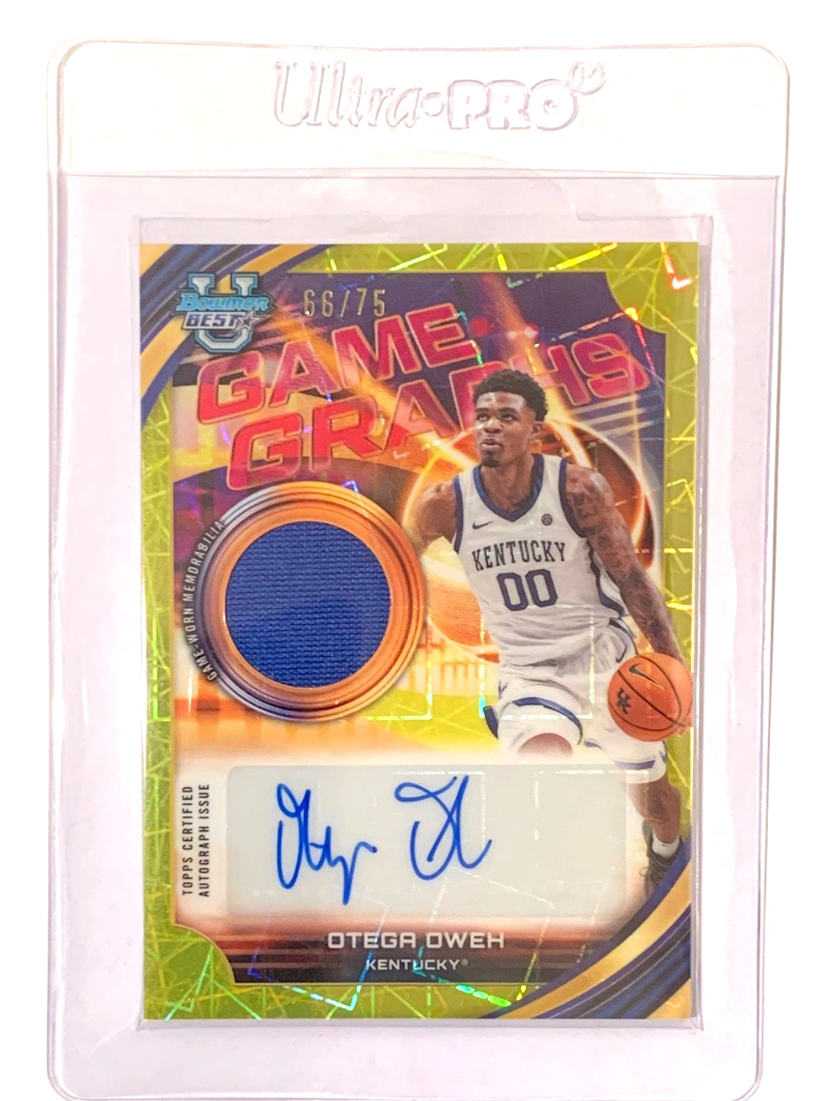 2025-26 Bowman Best (GG-OO) Otega Oweh Autographed & Jersey Patch Card, #66/75