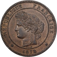 [#1508003] France, 10 Centimes, Cérès, 1872, Paris, Bronze, AU, Gadoury:265, a