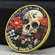 Moneda Calavera Mariposa Memento Mori Vida Efímera Gótica Medalla Conmemorativa