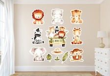 Safari Jungle Animals Wall Decals Nursery Kids Peel Stick Vinyl Decor M-105