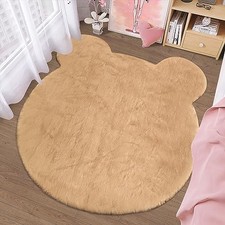 Bear Shaped Area Rug 4 x 4 Feet Cute Kids Rugs for Bedroom Aesthetic Soft