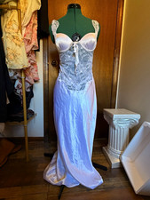 Vintage White Satin Bridal Slip Dress with Lace, size Medium
