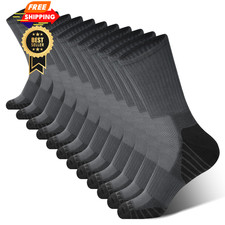 BAMBOO COOL Men's Crew Socks Athletic Running Sports Large, Dark Grey 6