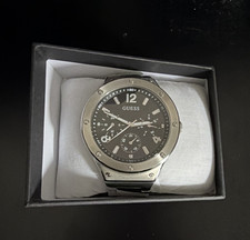 GUESS GW0454G1 Men’s Chronograph Quartz Watch 44mm Black Dial Silver Bracelet