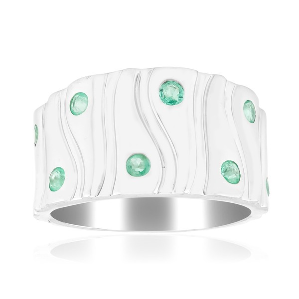 Cavill Russischer Smaragd Ring 0,463Ct 925 Sterling Silber Platiniert Gr 17 22--image