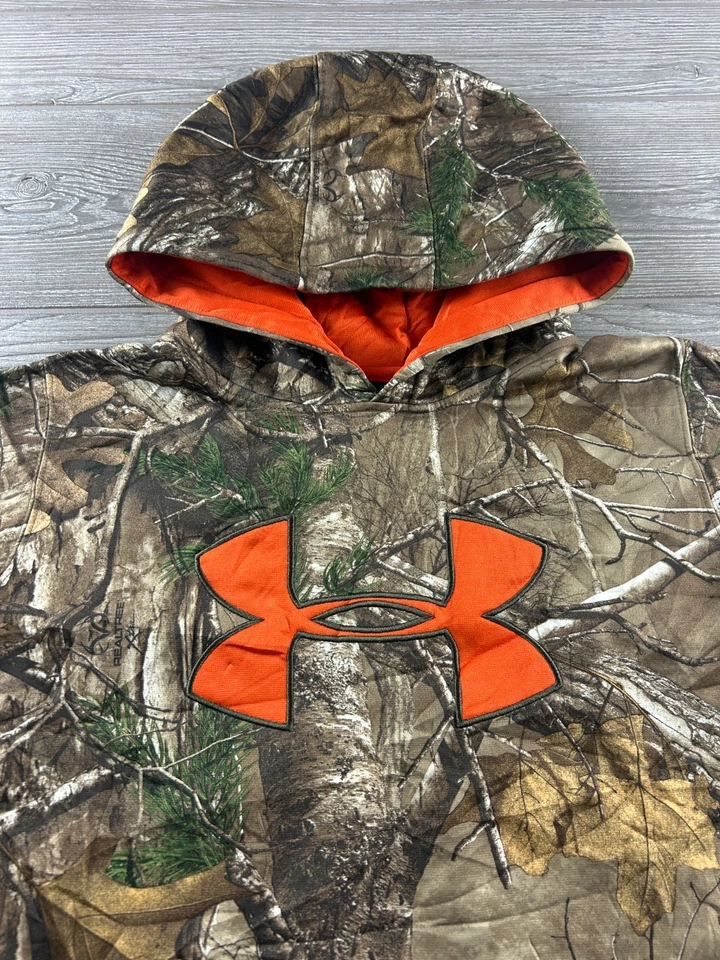Under Armour Unisex Youth X-Large Camo Hoodie -Hunting, Realtree Orange trim - Image 2 of 4