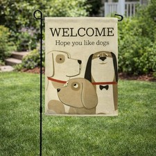 Welcome Dog Garden Flag Funny Double Sided Dog Lover Yard Decor
