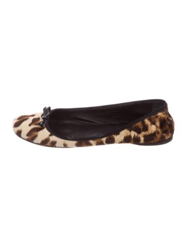 PRADA Ponyhair Animal Leopard Print Ballet Flats … - image 1