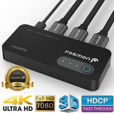 Fosmon Compact 1x2 UHD 4K HDMI Splitter Hub Box HDCP 3D LPCM Dolby Audio Support