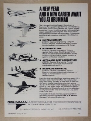 1979 Grumman Aerospace Integrated Logistics Support Careers vintage print Ad